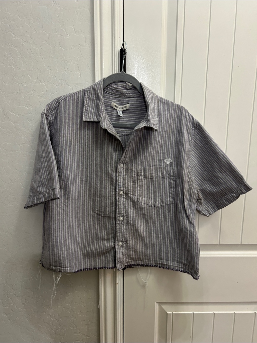 Urban Outfitters Gray Striped Casual Button Down Shirt